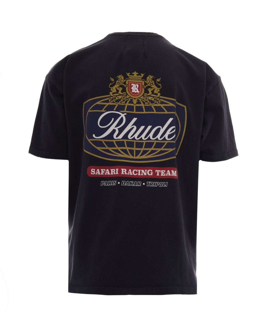 Rhude Washed Vintage Black Safari Crest Cotton T-Shirt