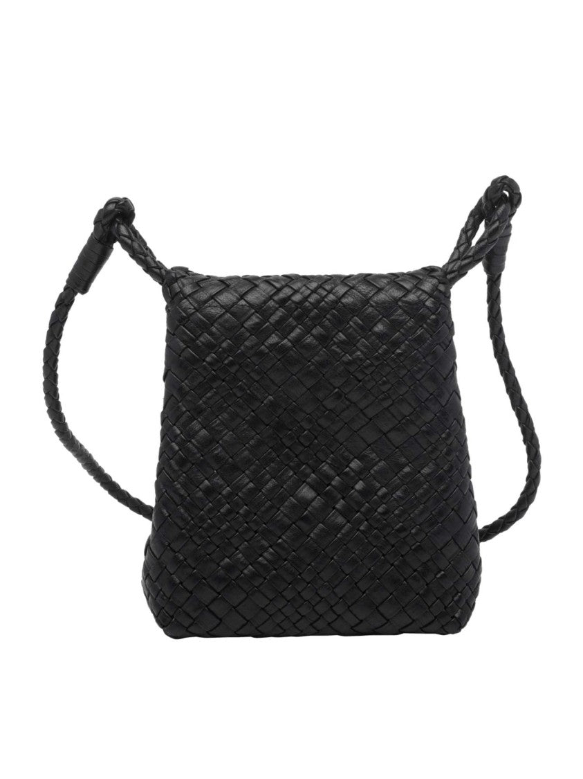 Ibeliv Black Romance Woven Leather Shoulder Bag
