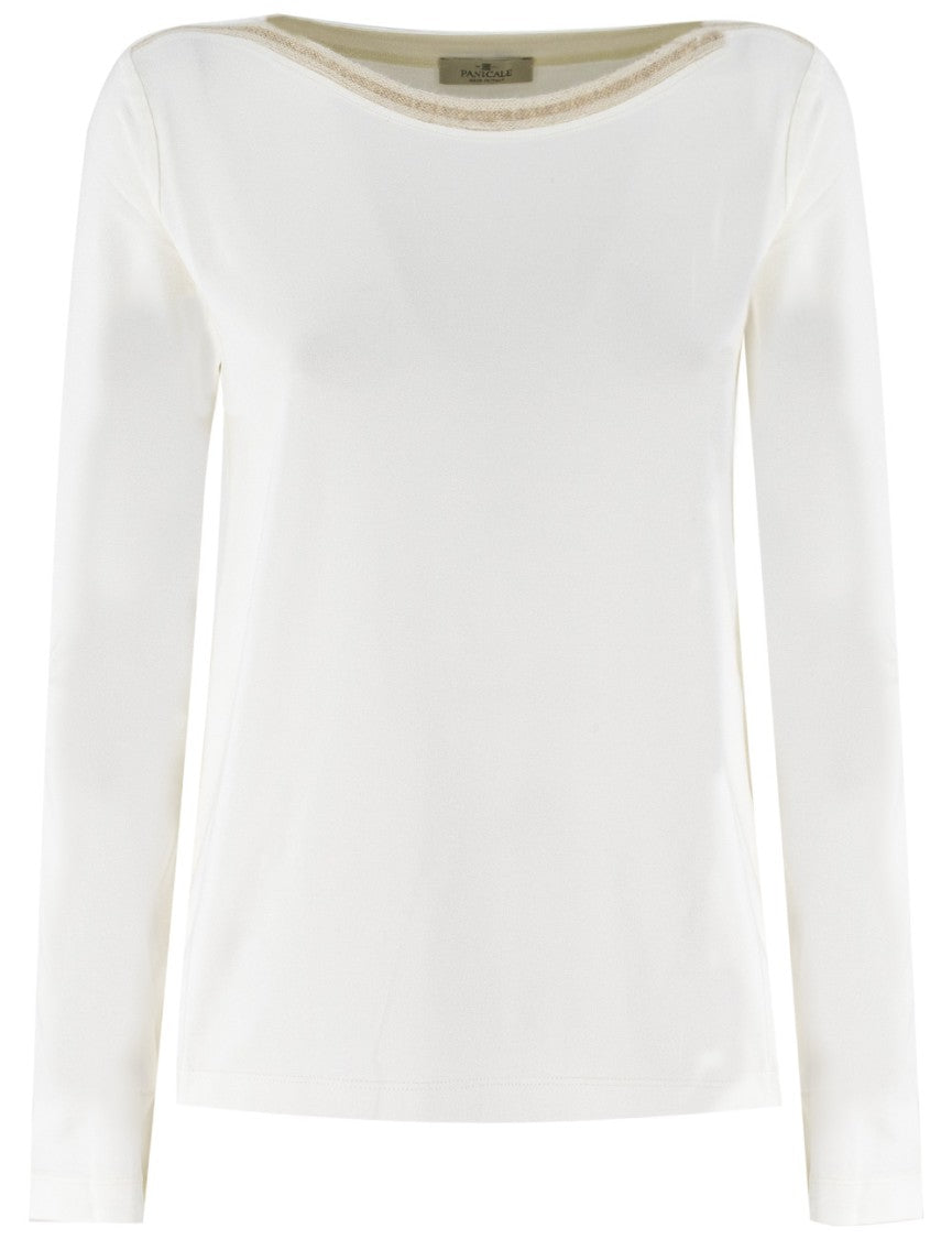 Panicale Boat Neckline Sweater With Lurex Detailing
