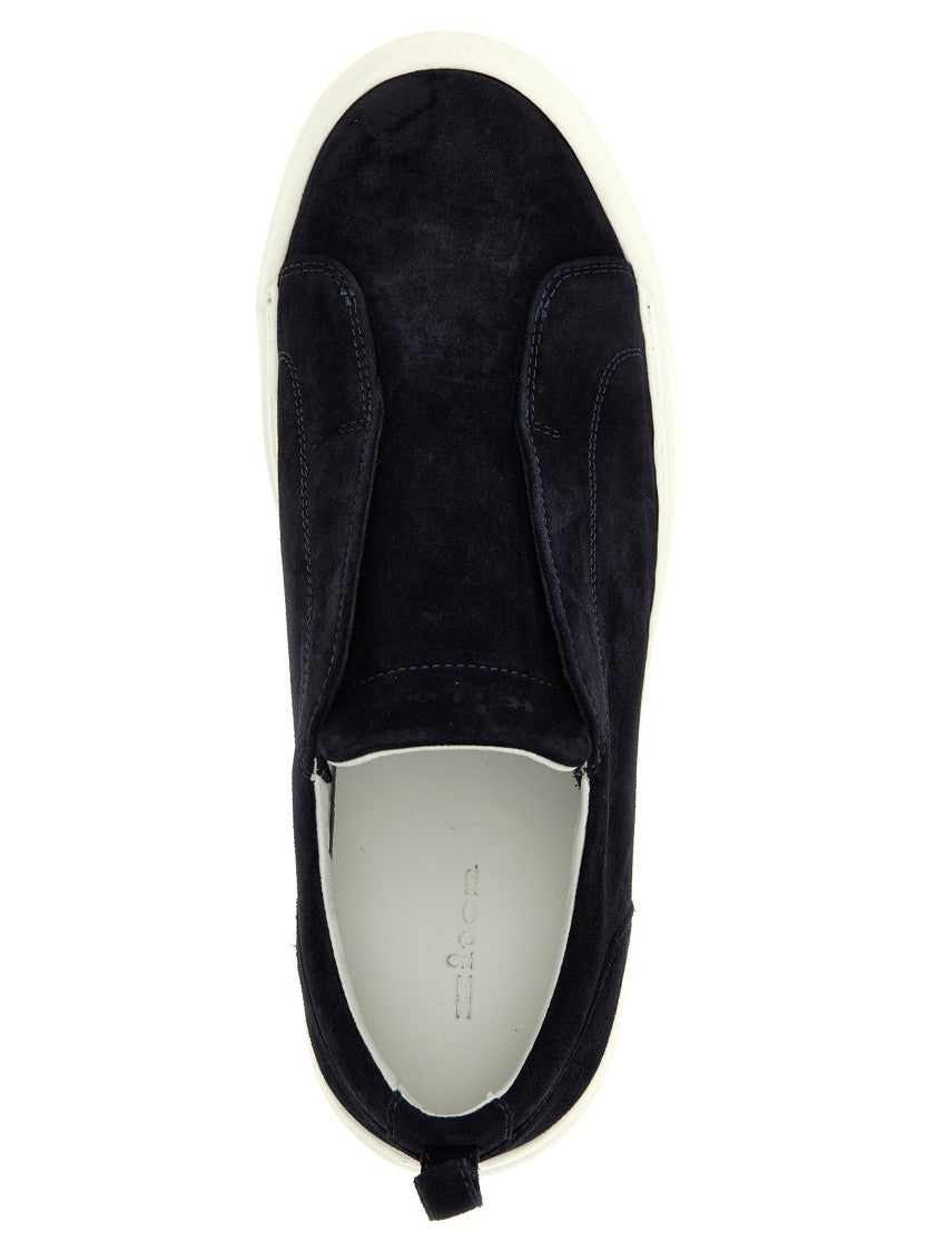 Kiton Slip-On Black Suede Sneakers