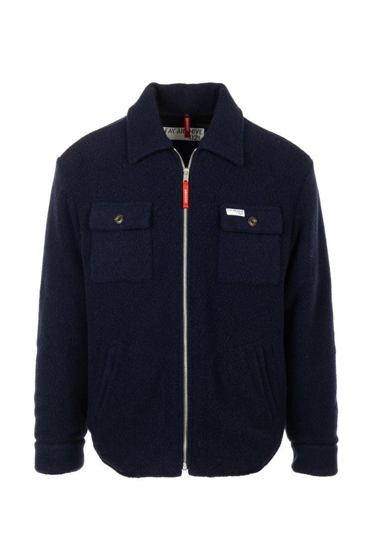 Fay Textured Wool-Like Men's Jacket With Boxy Fit