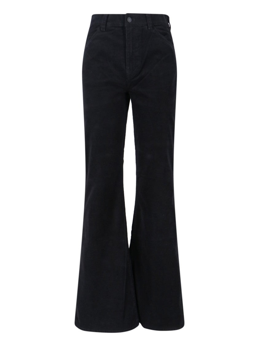 Nili Lotan High Waist Flared Trousers With Textured Fabric