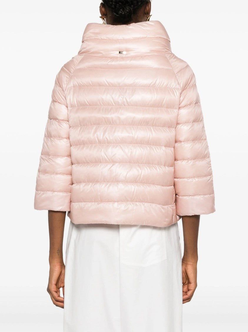 Herno Quilted Mini Jacket With High Collar And Jewel Sleeves