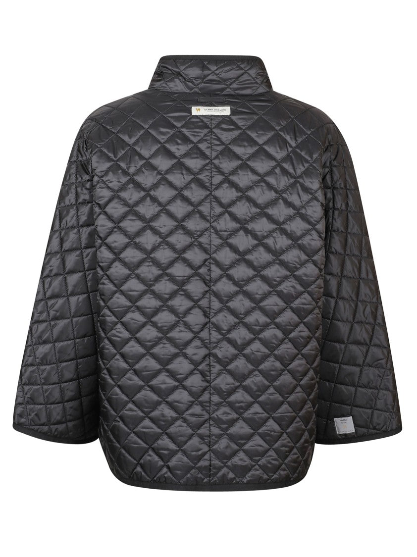 Max Mara Quilted Black Coat With High Collar And Zip Closure