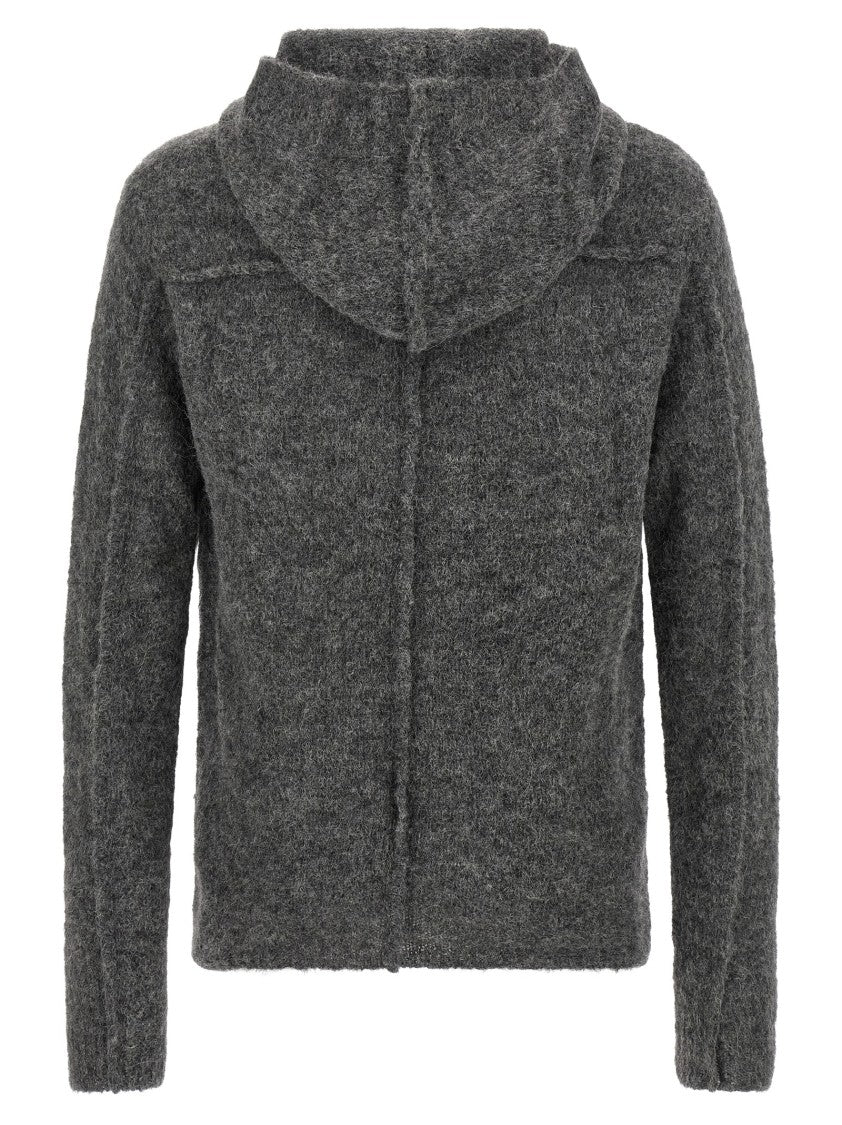 Thom Krom Textured Grey Alpaca Blend Hooded Sweater