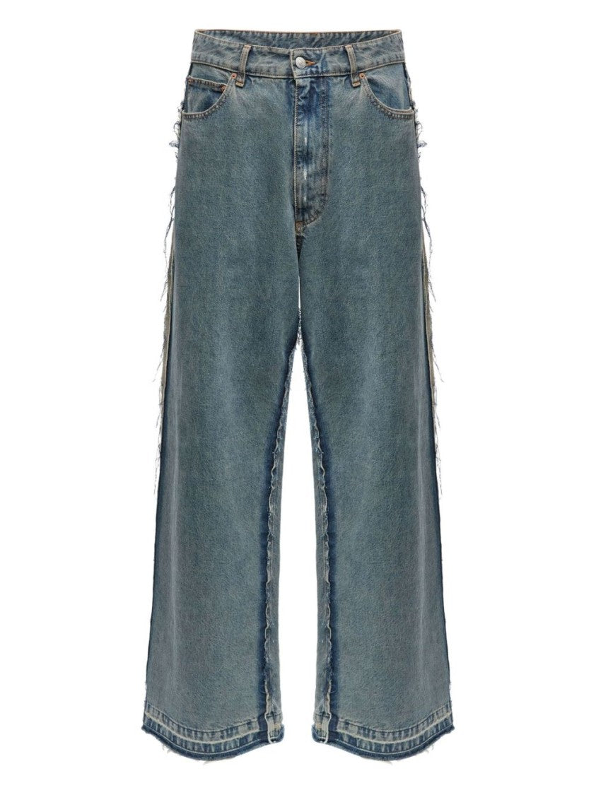 Mm6 By Maison Margiela Relaxed Fit Distressed Wide-Leg Jeans