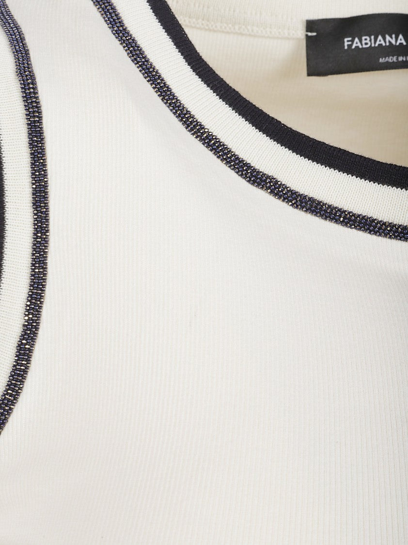 Fabiana Filippi Sleeveless Fitted Top With Contrasting Trim Detail