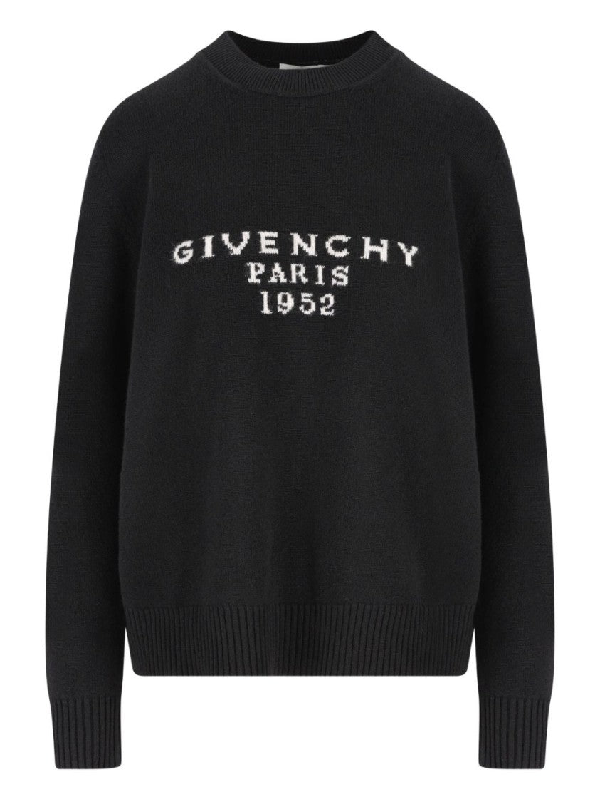 Givenchy Black Silk And Nylon Crew Neck Sweater
