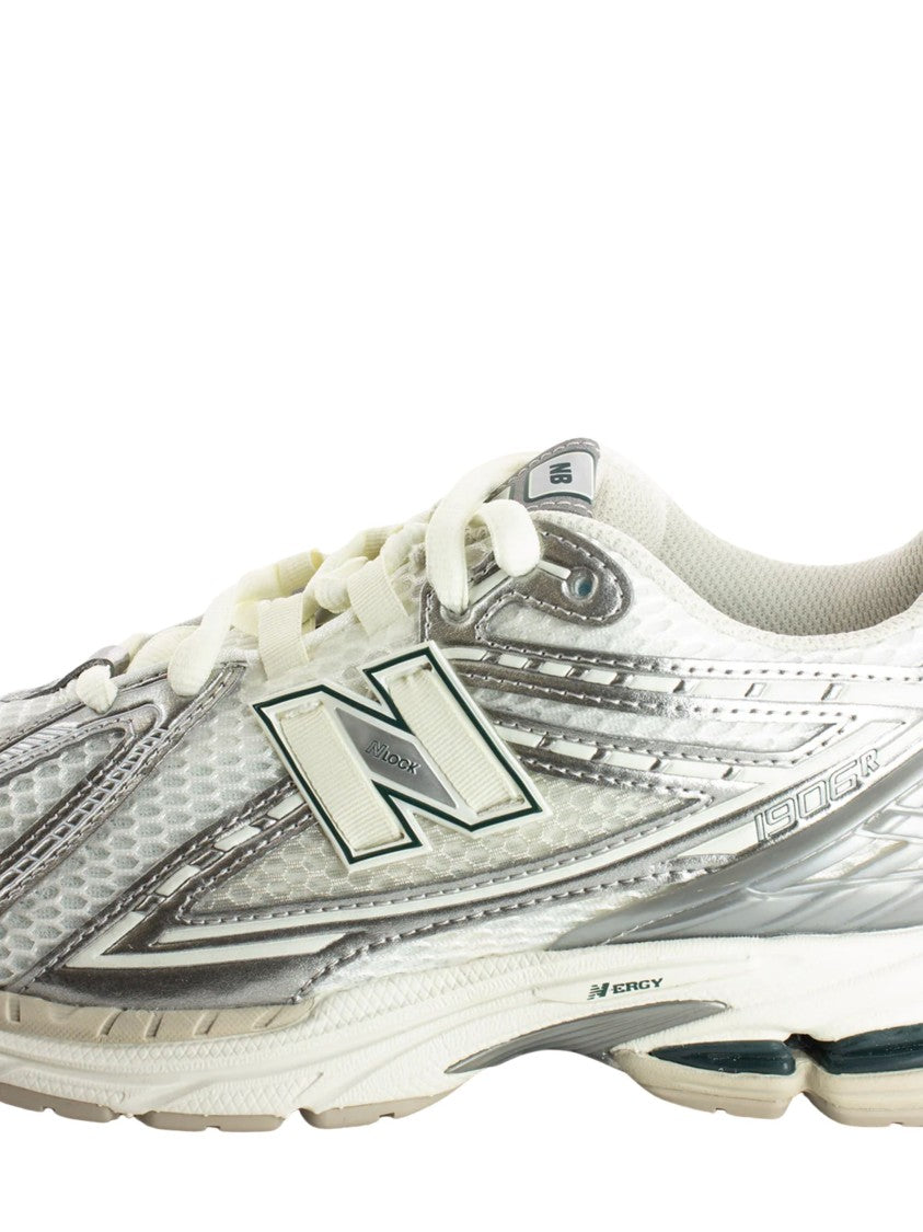 New Balance Grey Mesh Upper Metallic Sneakers