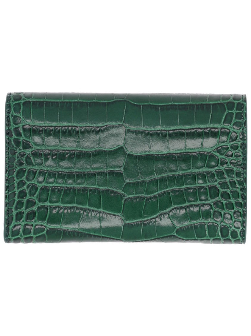 Tom Ford Green Crocodile Embossed Leather Wallet
