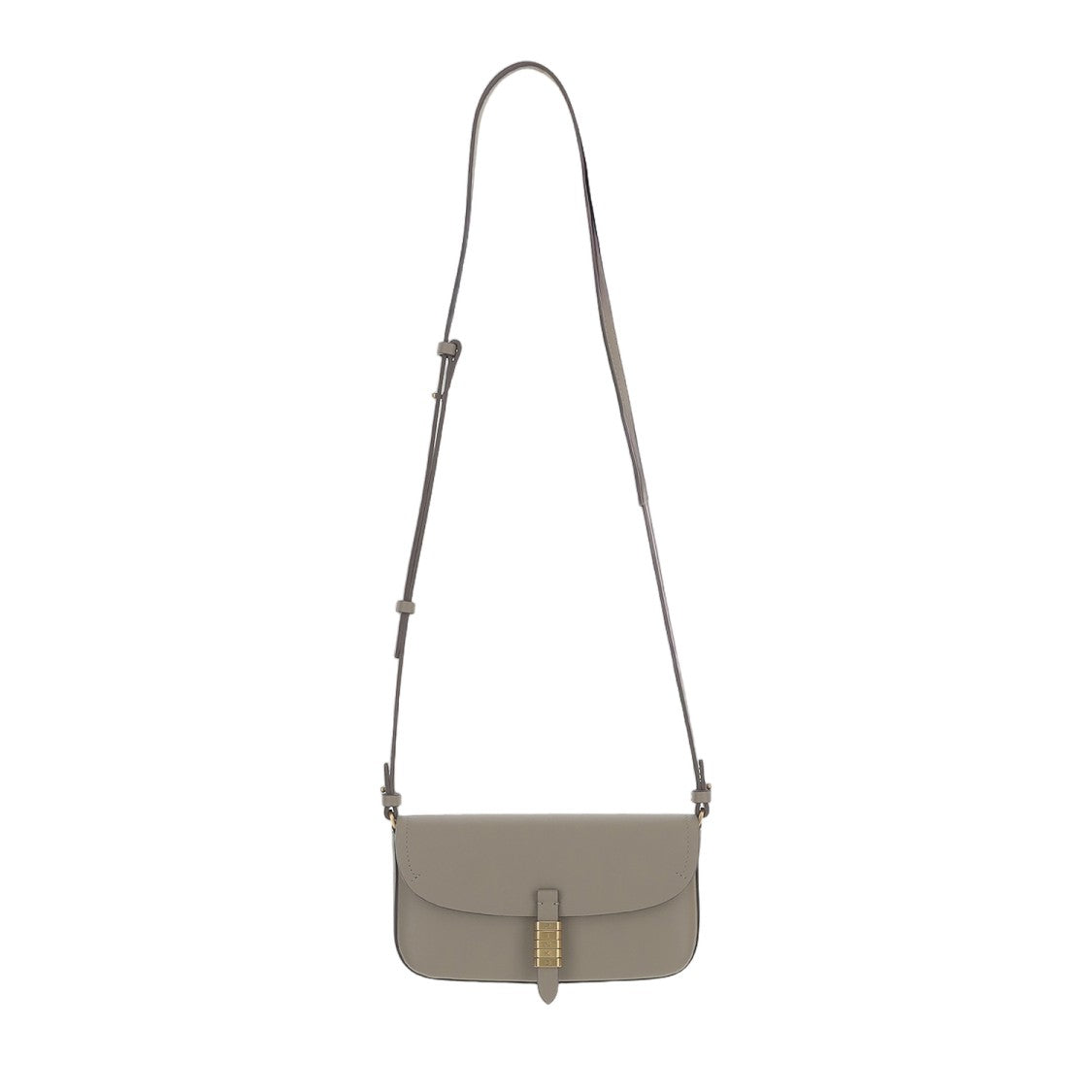 Pinko Rectangular Taupe Leather Bag With Flap Closure