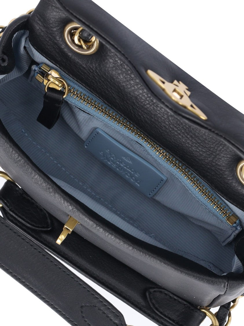 Vivienne Westwood Structured Leather Shoulder Bag With Gold-Tone Accents
