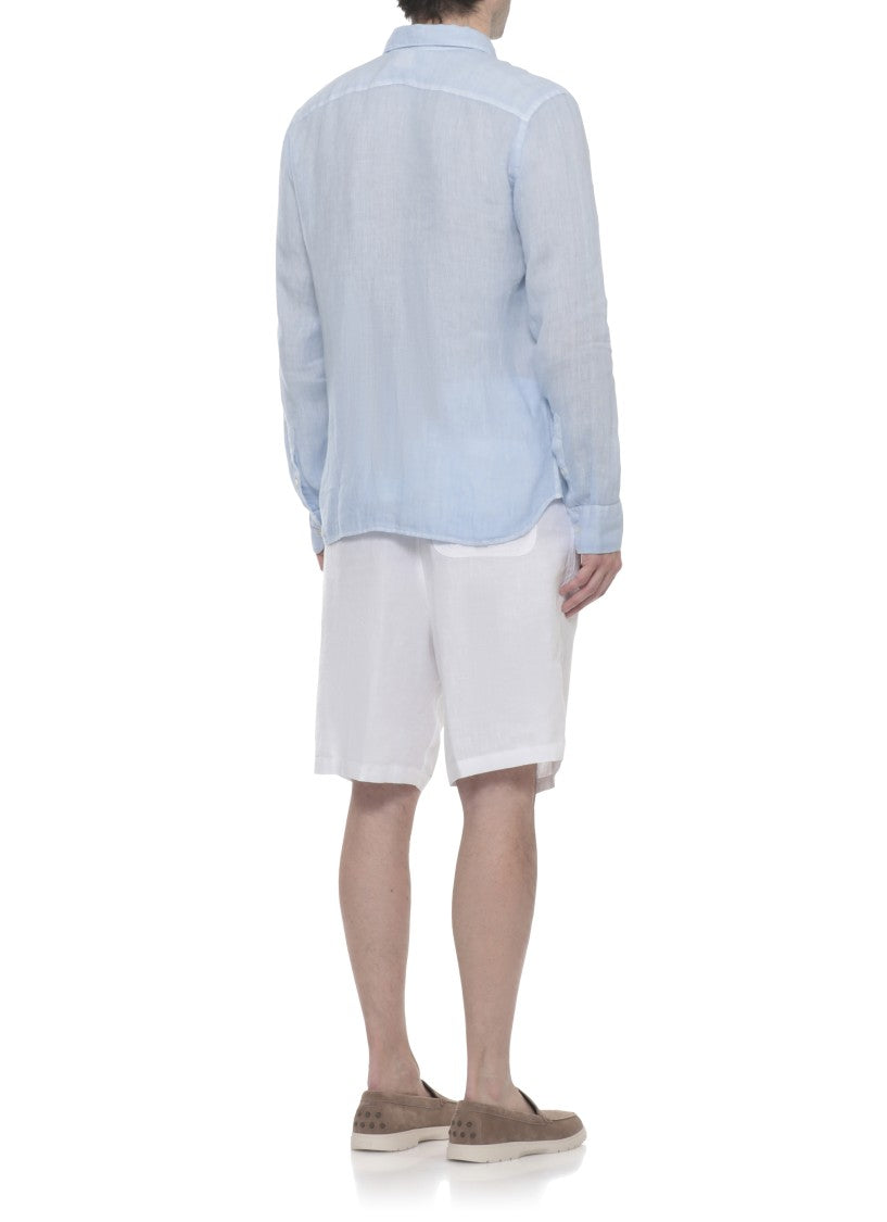 120% Lino Light Blue Cotton Casual Shirt