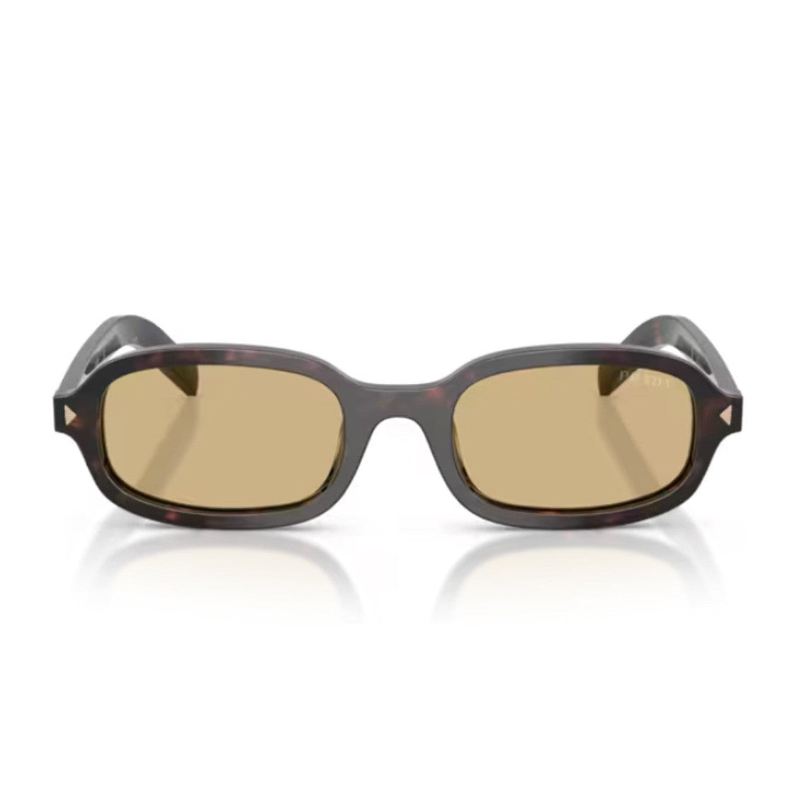 Prada Narrow Oval Acetate Sunglasses With Triangular Accents