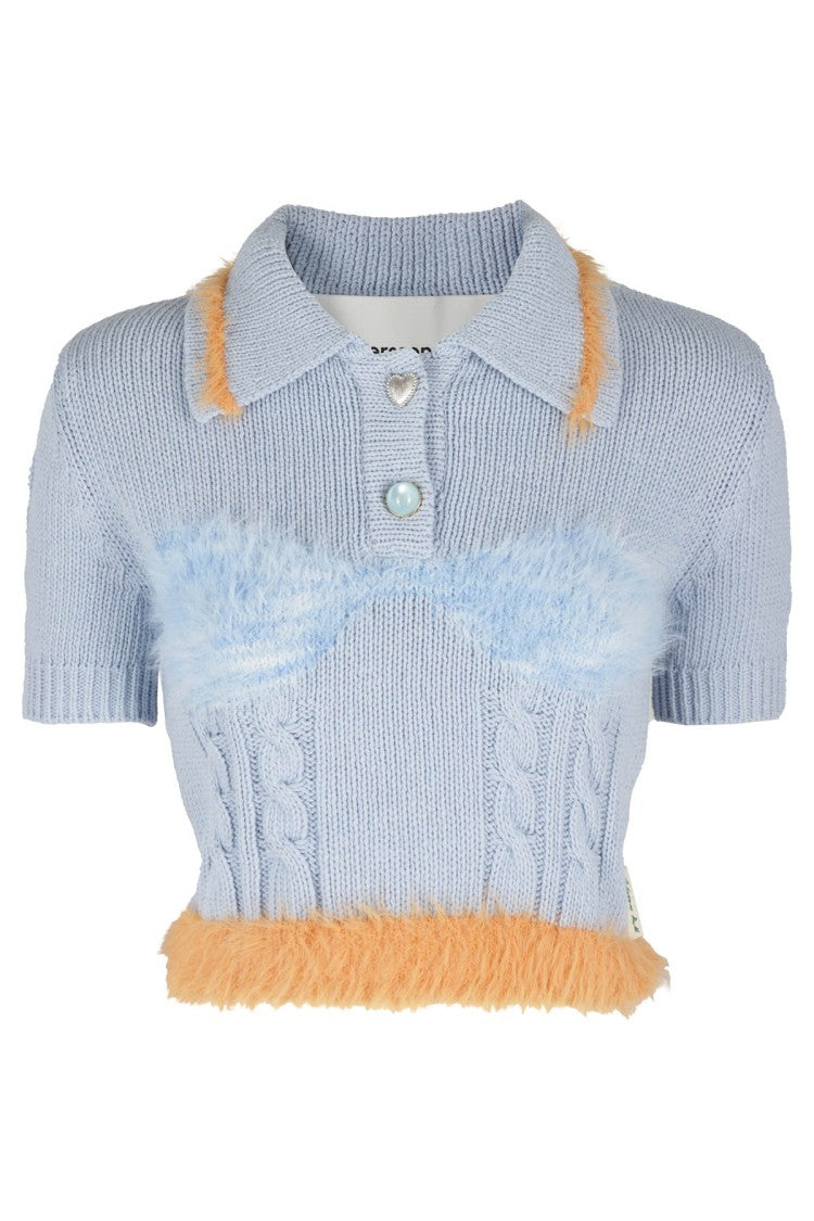 Andersson Bell Hayes Cropped Knit Top With Baby Collar