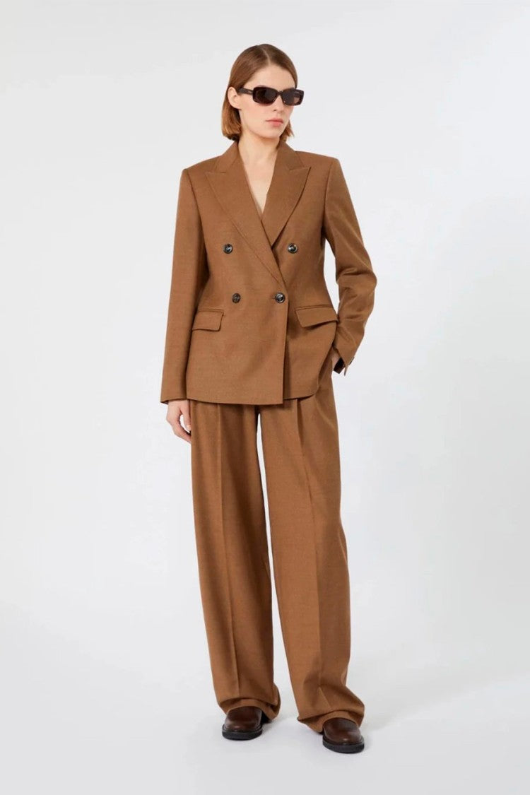 Max Mara Camel Mstuditore Double-Breasted Virgin Wool Blazer
