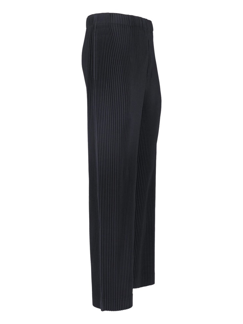 Homme Plissé Issey Miyake Black Pleated Button Closure Straight-Leg Pants