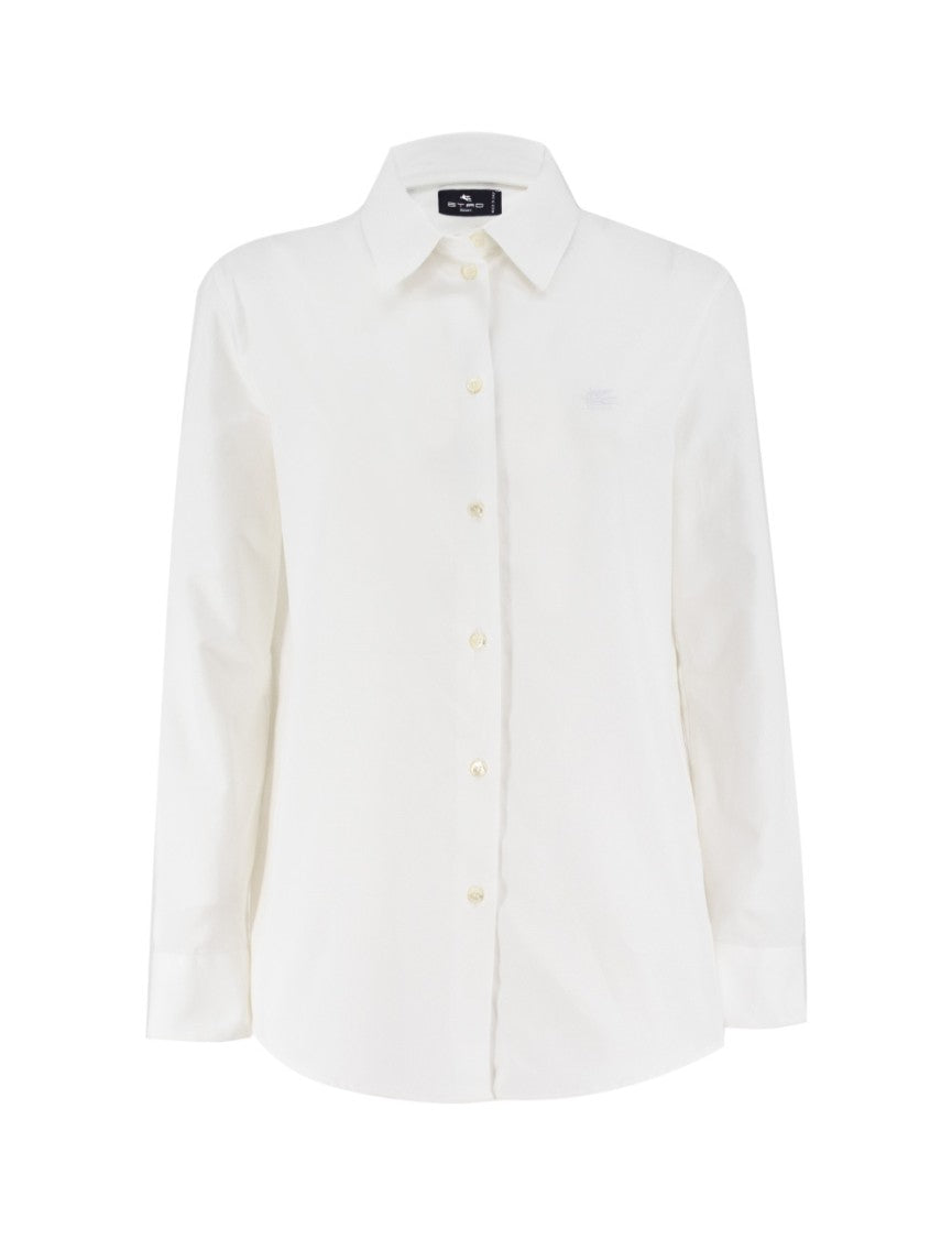 Etro Optical White Blouse With Classic Collar