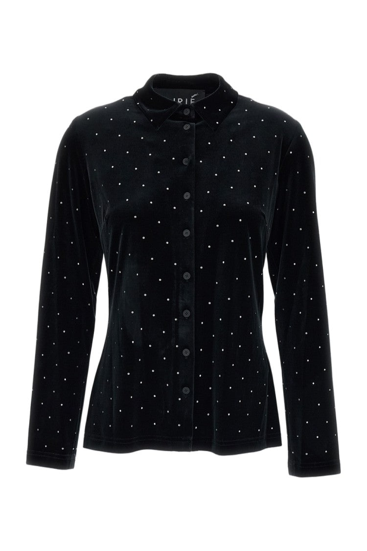 Irie' Black Velvet Button-Down Casual Shirt