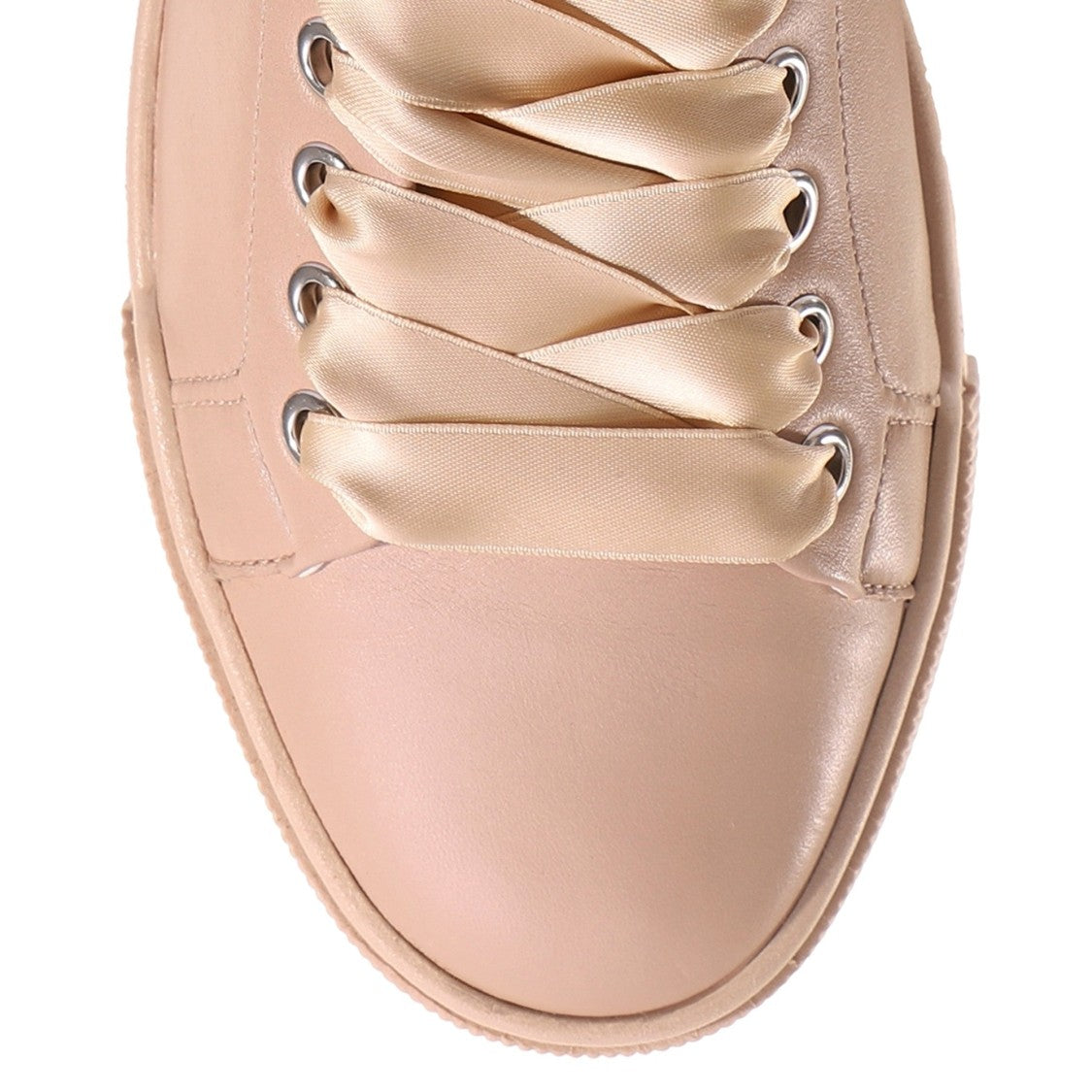Högl Beige Blade Metallic Accent Leather Wedge Sneakers