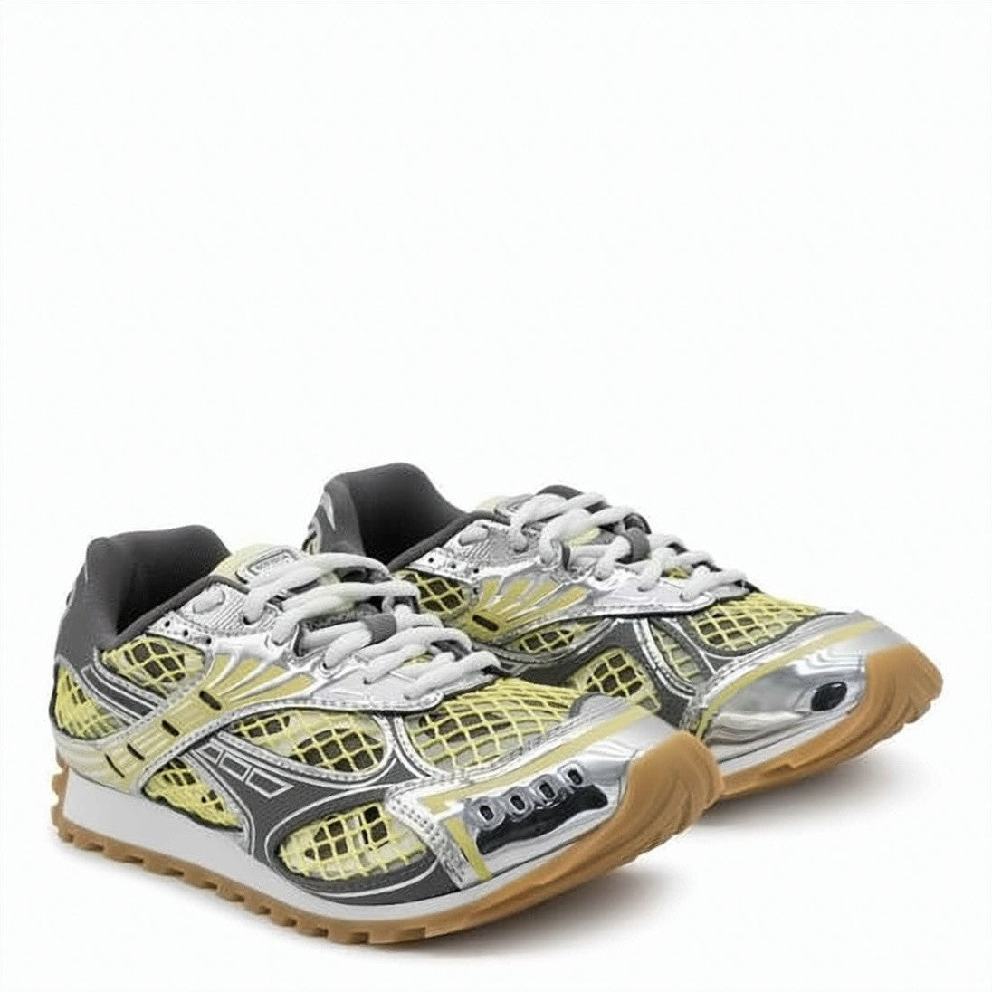 Bottega Veneta Mesh Upper Sneakers With Metallic Accents