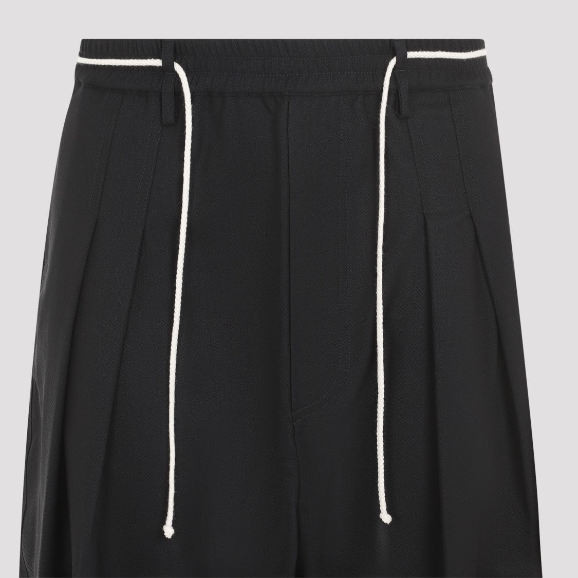 Mordecai Pleated Drawstring Structured Wool Trousers