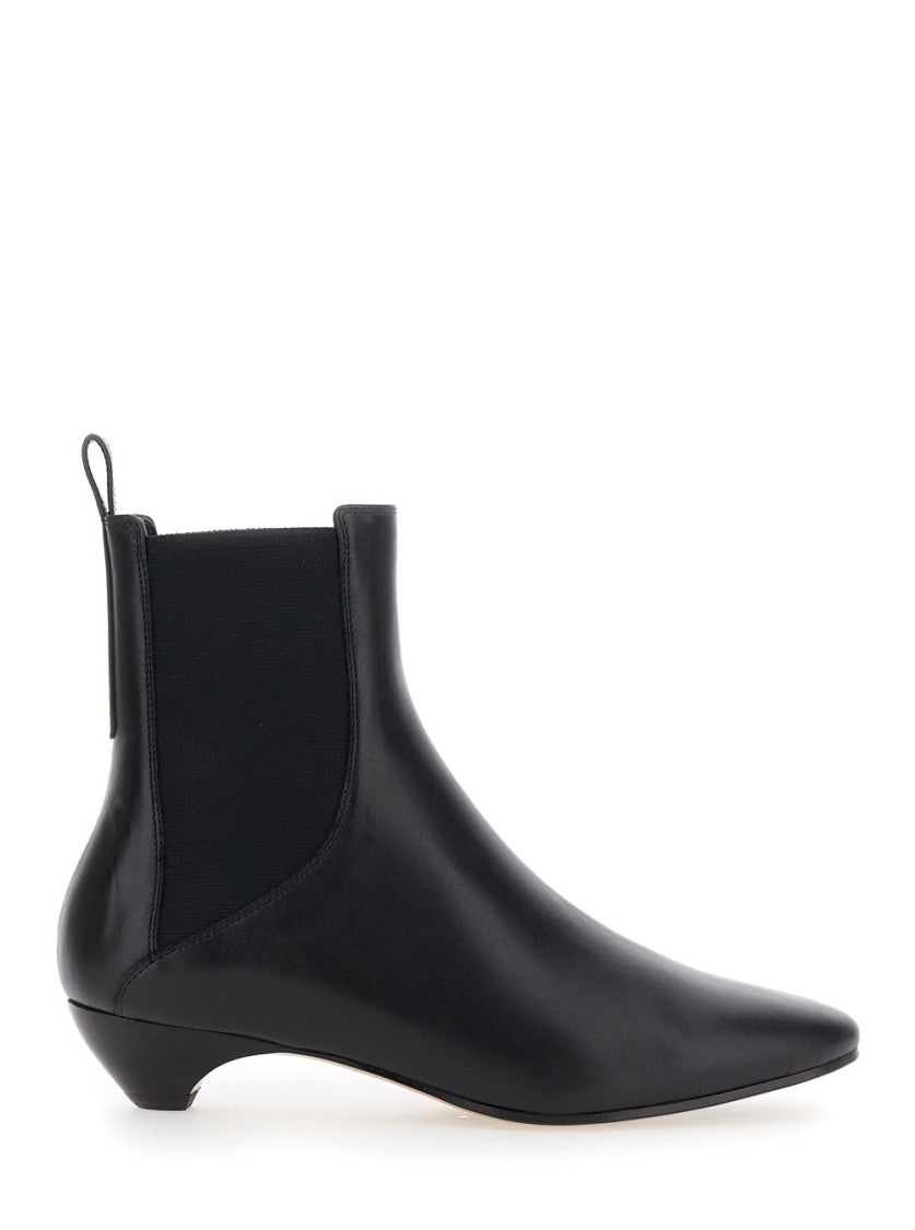 Le Monde Béryl Sculpted Black Leather Ankle Boots