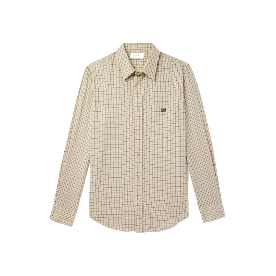 Celine Logo-Embroidered Checked Cotton Shirt