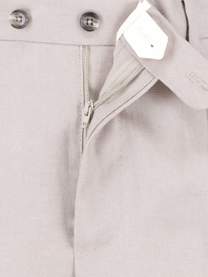 Tagliatore Gray Double-Breasted Linen Suit