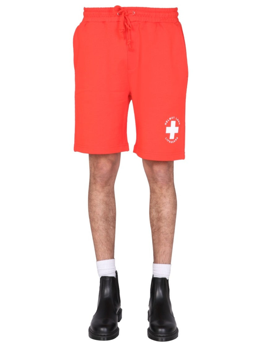 Helmut Lang Bermuda Shorts With Elastic Waist And Iconic Emblem
