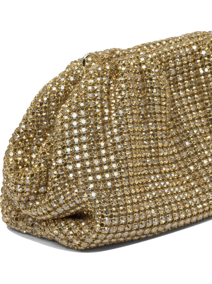 Self-Portrait Gold Chainmail Evening Clutch With Elegant Gathered Design