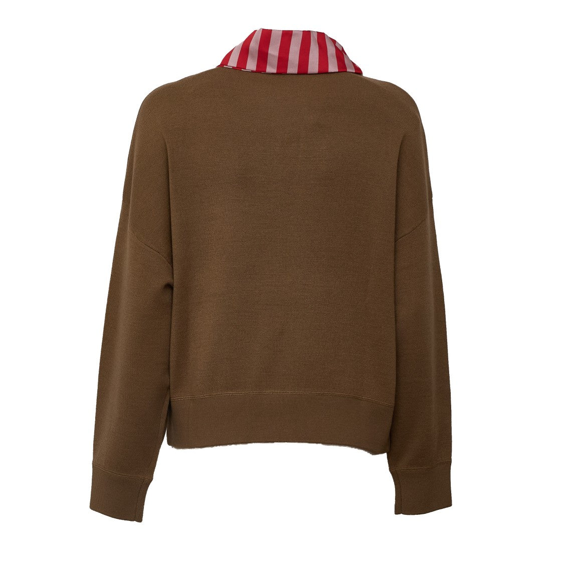 Essentiel Antwerp Camel Kurtis Wool-Blend Striped Scarf Sweater
