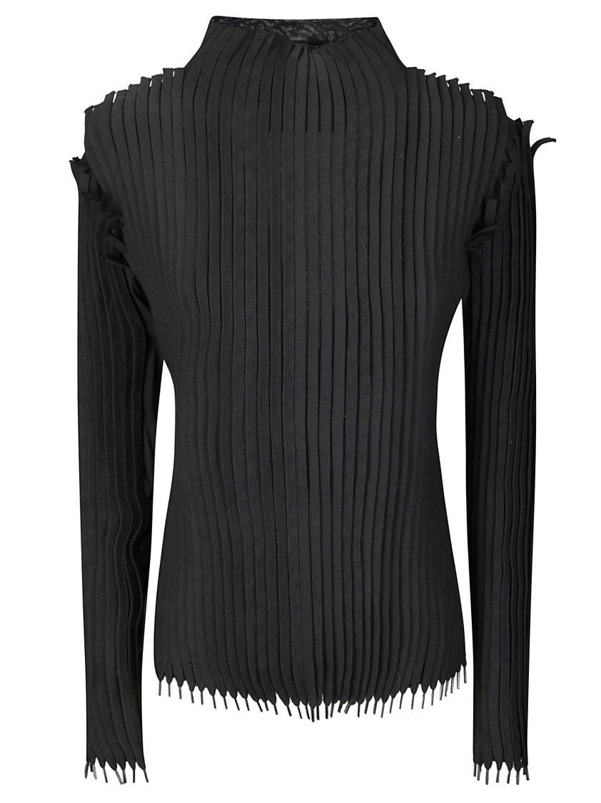 Institution Silk Long-Sleeve Top With String Inserts