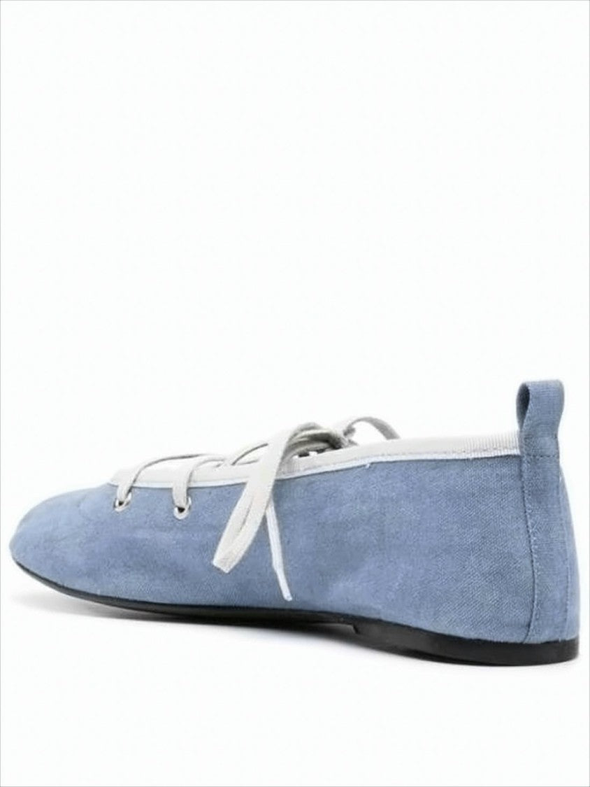 Paloma Wool Pointed Toe Lace-Up Flats With Contrasting Trim