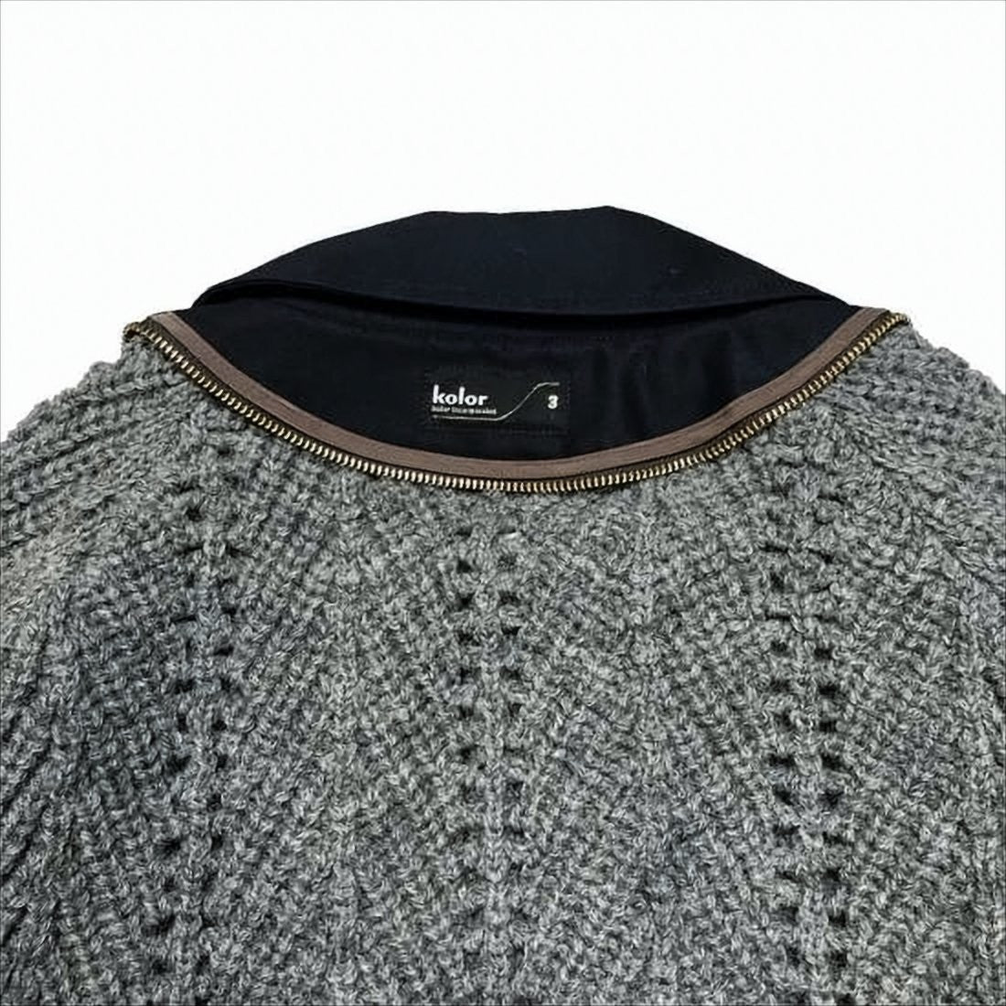 Kolor Textured Knit Wool Pullover With Unique Collar