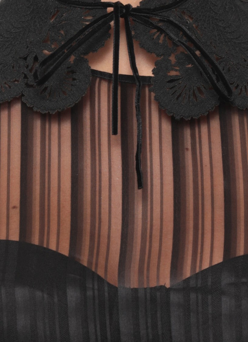 Zimmermann Silk Mini Dress With Flared Sleeves And Lace Collar