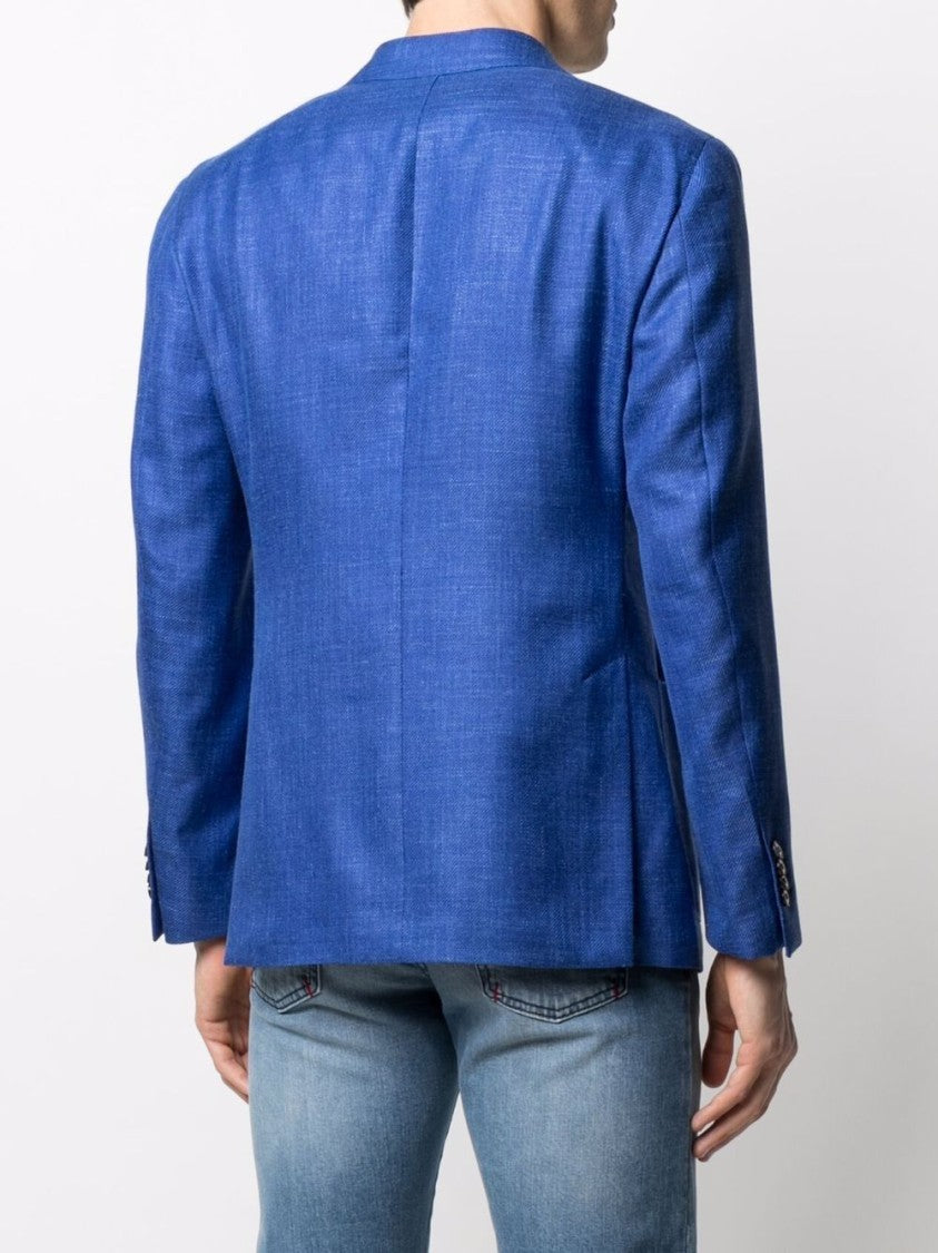 Luigi Bianchi Cobalt Blue Virgin Wool Blend Tailored Jacket