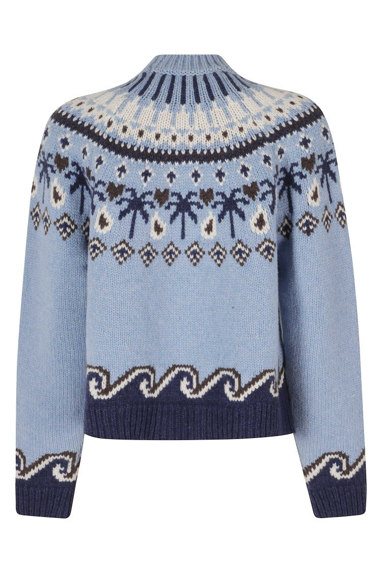 Alanui Sweet Winter Tropical Jacquard Virgin Wool Sweater