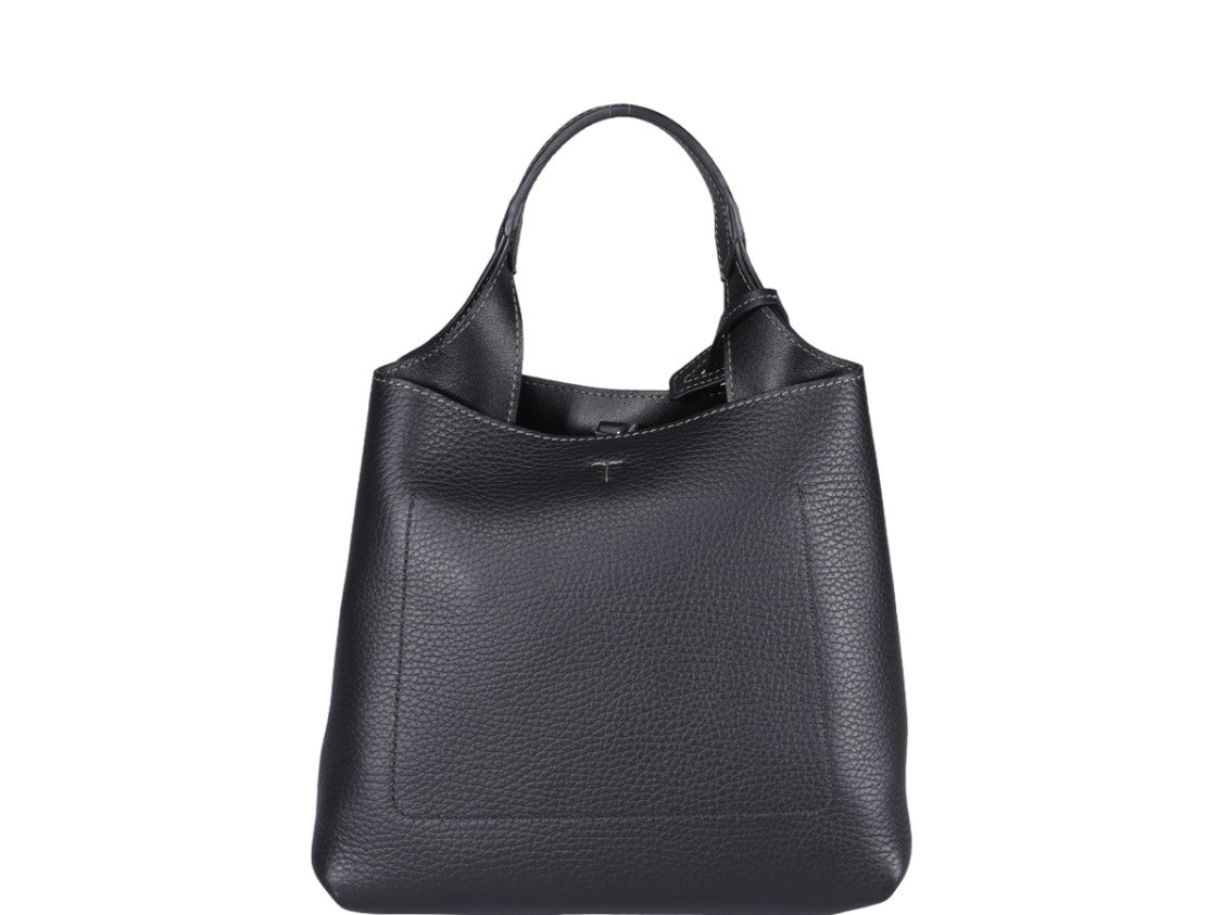 Tod's Pebbled Black Leather Tote Bag