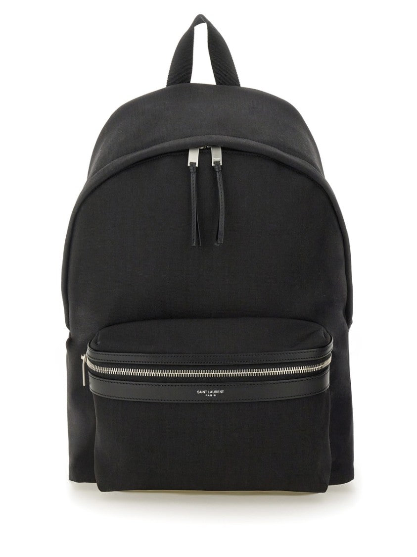 Saint Laurent Nylon Canvas And Leather "City" Backpack
