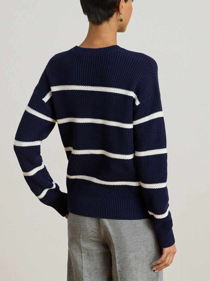 Lauren Ralph Lauren Navy White Horizontal Striped Sweater