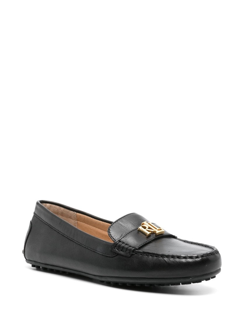 Lauren Ralph Lauren Glossy Black Cow Leather Loafers