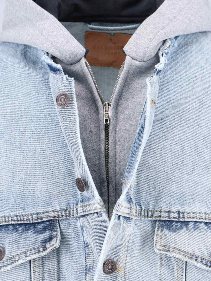 Balenciaga Denim Hoodie Jacket – Blue/Grey