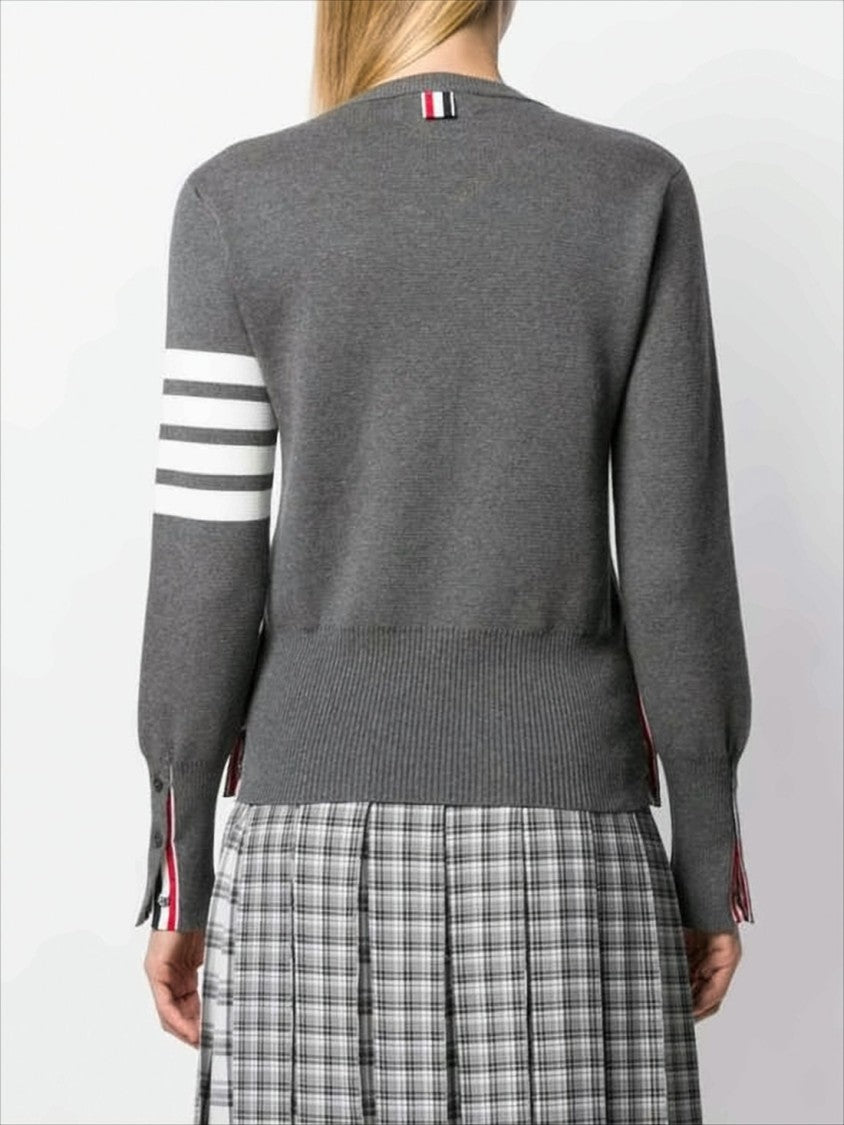 Thom Browne Fitted Knit Sweater With Tricolor Details