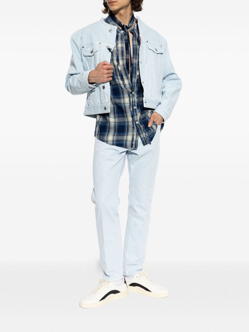 Dsquared2 Classic Minimalist Zip Front Denim Jacket