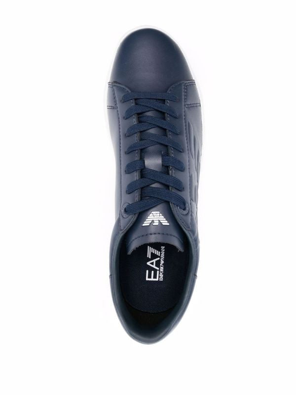 Ea7 Emporio Armani Blue Tennis Dynamic Low-Top Leather Sneakers