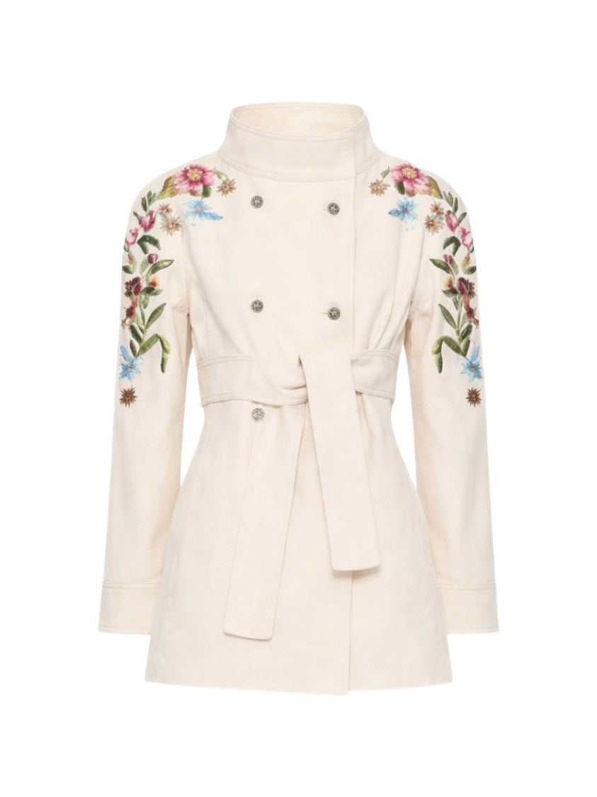 Valentino Garavani Structured Belted Jacket With Floral Embroidery
