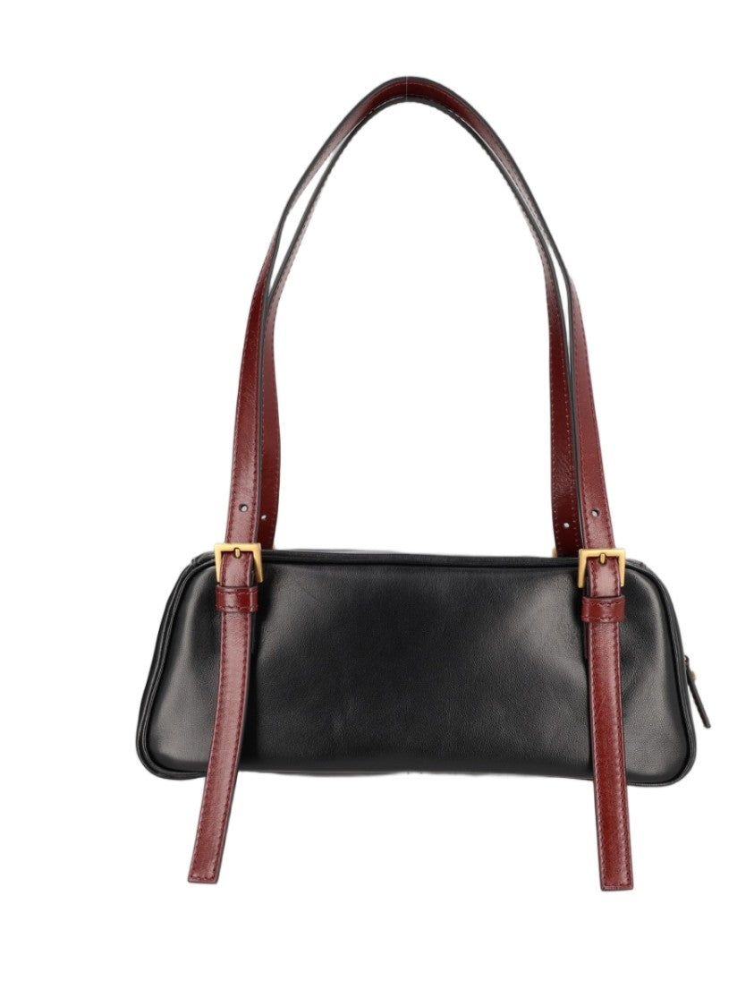 Versace Black Gold-Tone Accent Lambskin Shoulder Bag