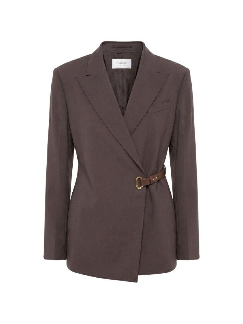 Sportmax Tailored Jacket With Asymmetrical Closure And Belted Detail