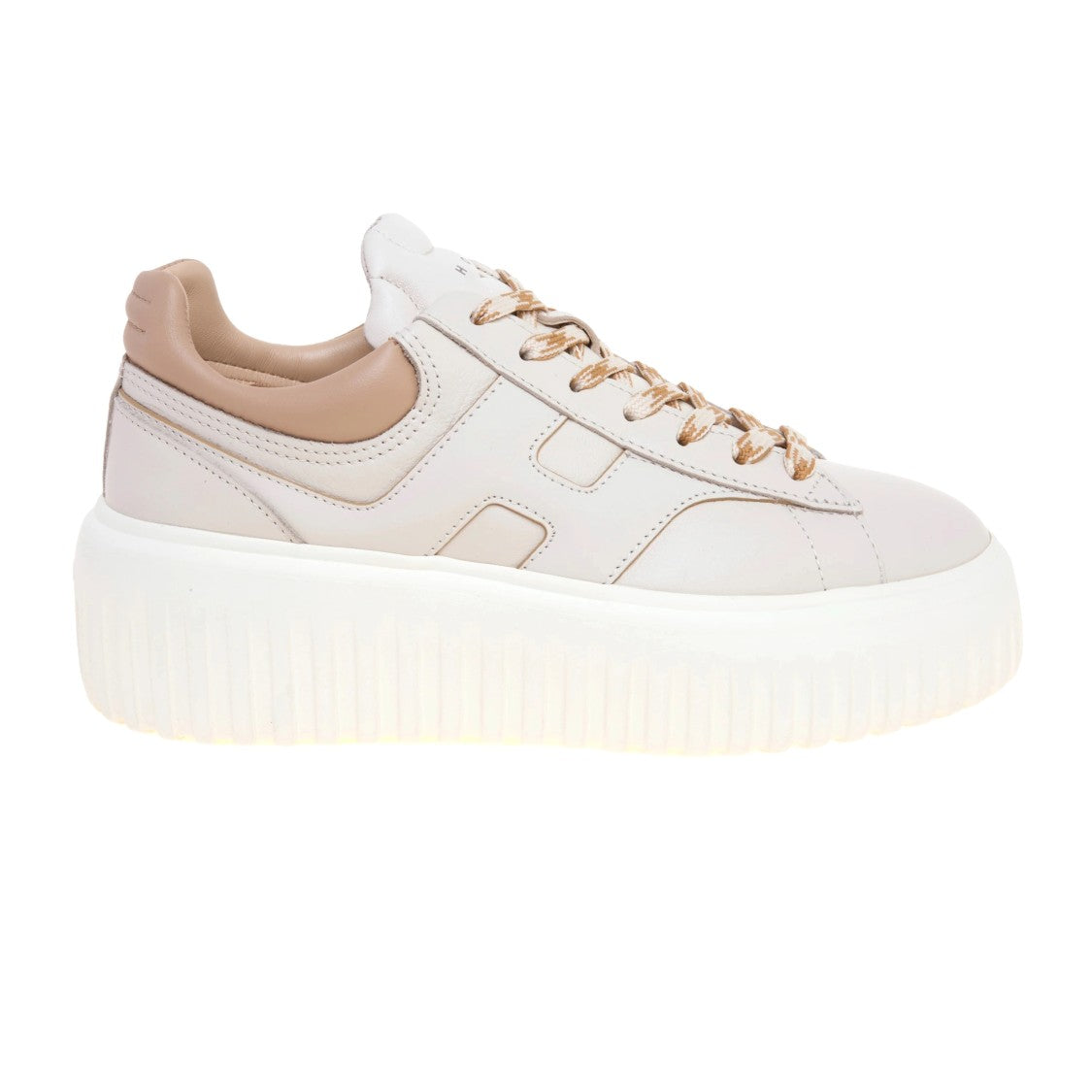 Hogan Ivory H-Stripes Leather Sneakers With Padded Collar